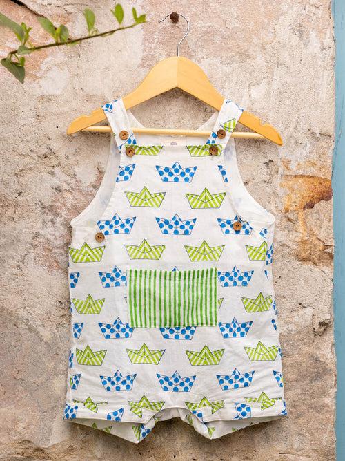 Casper Organic Cotton Block Printed Dungarees