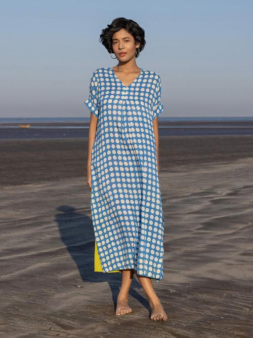 Tamara Blue Polka Kaftan