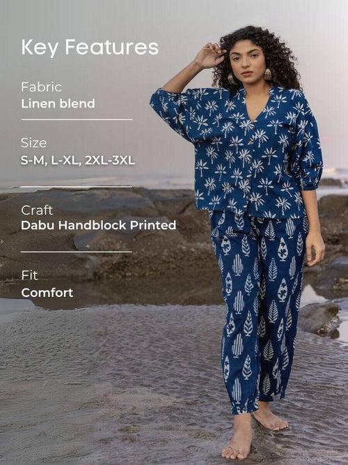 Safar Indigo Kaftan Top - Comfort Fit