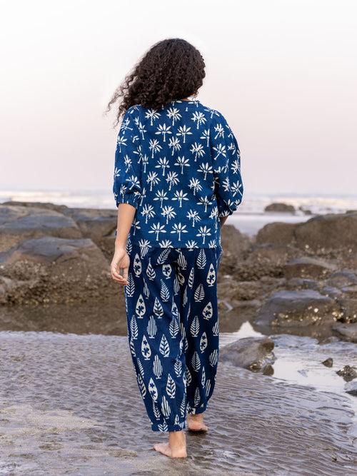 Safar Indigo Kaftan Top - Comfort Fit