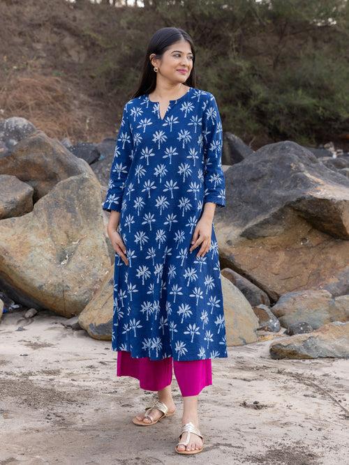 Hoor Indigo Cotton Kurta