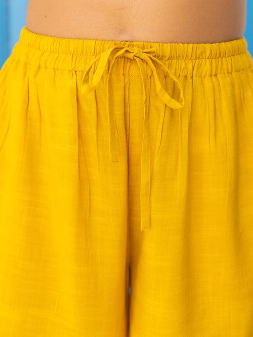 Solid Yellow Slub Shorts