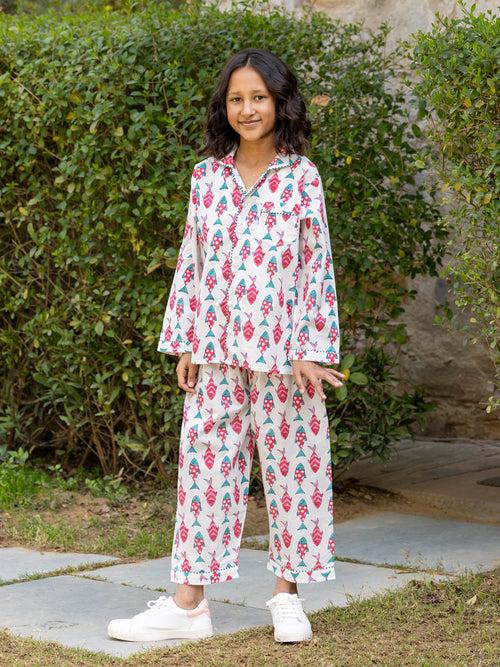 Splash Organic Cotton Block Printed Pyjama Set