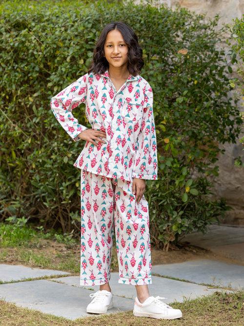 Splash Organic Cotton Block Printed Pyjama Set