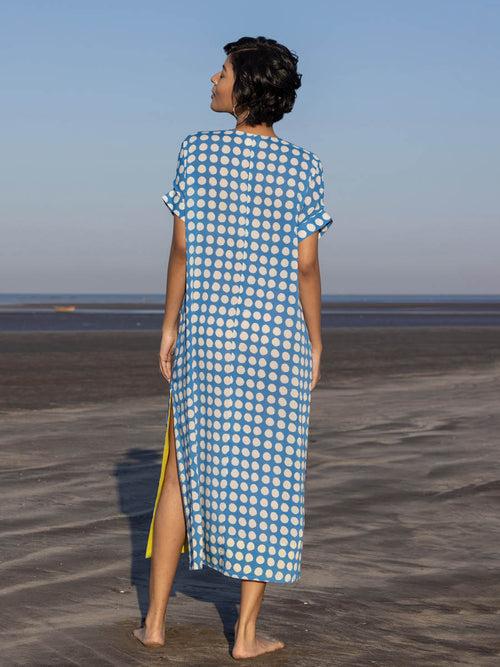 Tamara Blue Polka Kaftan