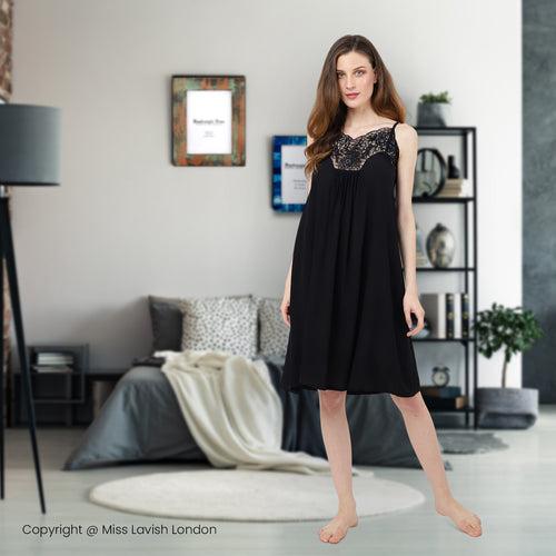 Nightgown Midi Dresses Black Small to 3XL