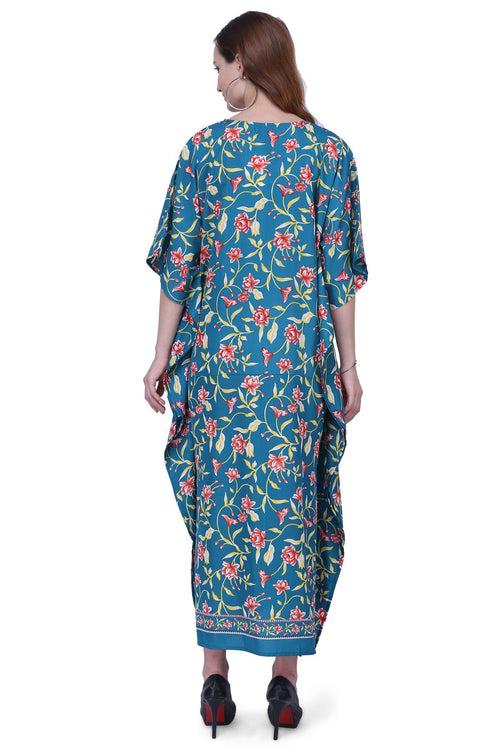 Women's Kaftans Plus Size Loungewear Long Maxi Style Dress Teal