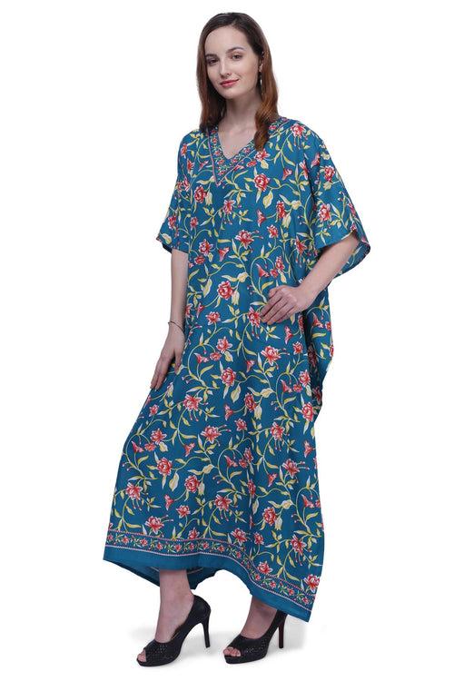 Women's Kaftans Plus Size Loungewear Long Maxi Style Dress Teal