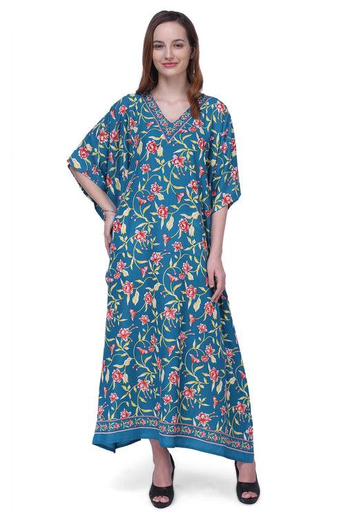 Women's Kaftans Plus Size Loungewear Long Maxi Style Dress Teal