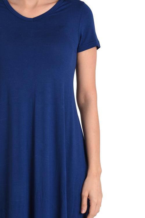 Short Sleeve T-Shirt Dress Navy Small to 2XL