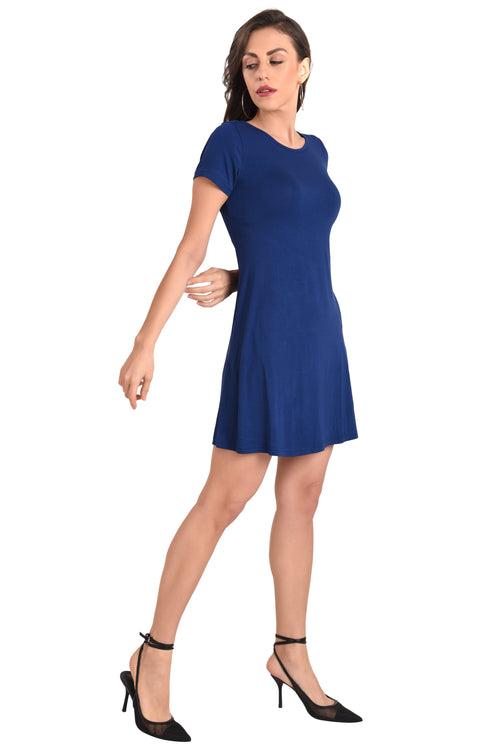 Short Sleeve Loose T-Shirt Dress, Navy