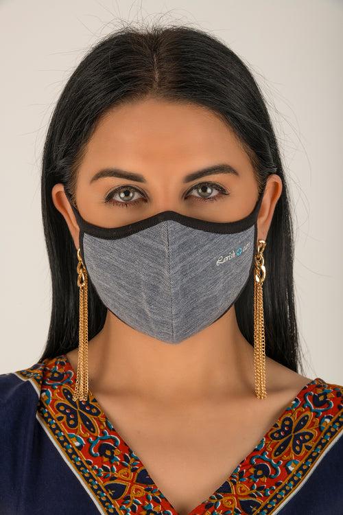 Cloth Face Mask 5 Layers Pack Of 3 - Grey