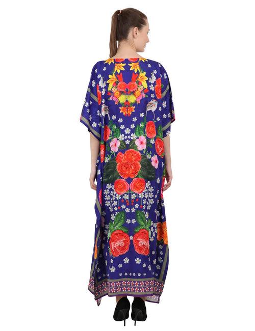 Women's Kaftans Plus Size Loungewear Long Maxi Style Dress [144-Blue]