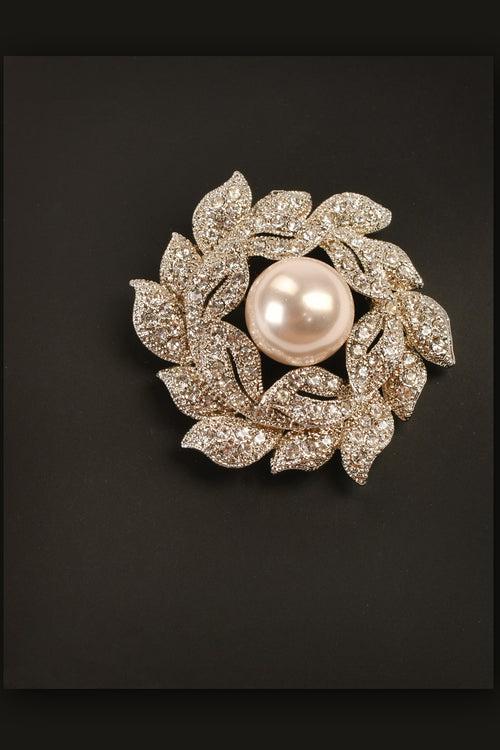 Floral Stone Studded Brooch