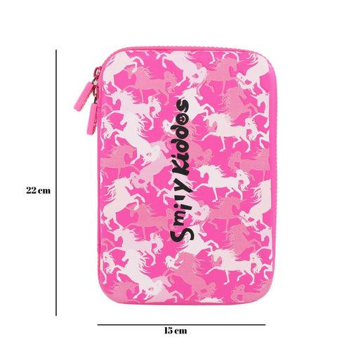 Smily Kiddos Unicorn Theme - Single Compartment EVA Pencil Case with Unicorn Slap band - Pink