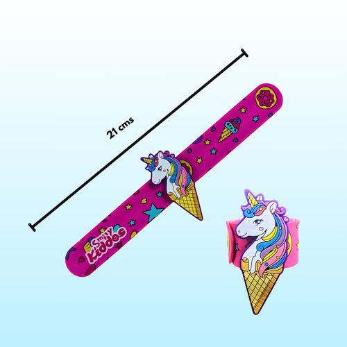 Smily Kiddos Unicorn Theme - Single Compartment EVA Pencil Case with Unicorn Slap band - Pink