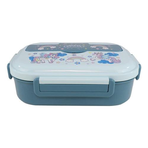 Smily kiddos Stainless Unicorn Theme Lunch Box -Light Blue - Large