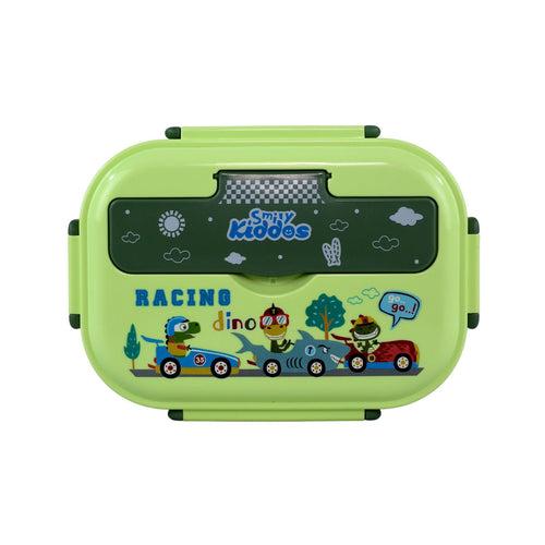 Smily kiddos Stainless Steel Racing Dino Theme Lunch Box - Green 3+ years