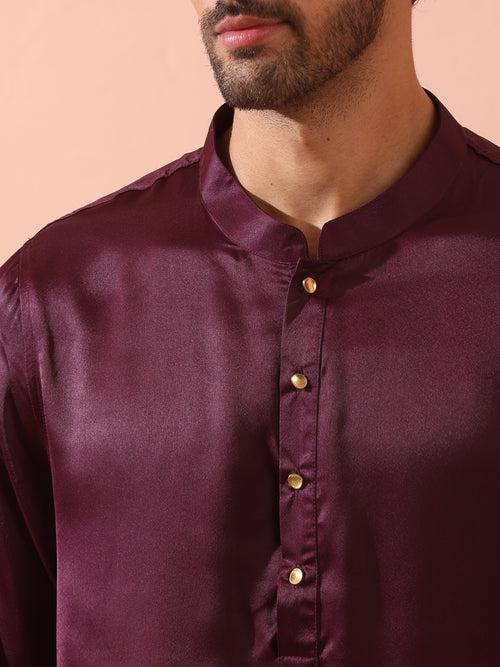 Regal Wine Satin with Gold Buttons