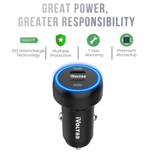 iVoltaa 60W Type-C PD Turbo Car Charger