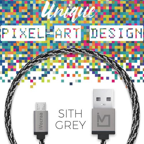 iVoltaa Pixie Micro USB to USB 2.0 Braided Cable - 4 Feet (1.2 Meter) - Sith Grey