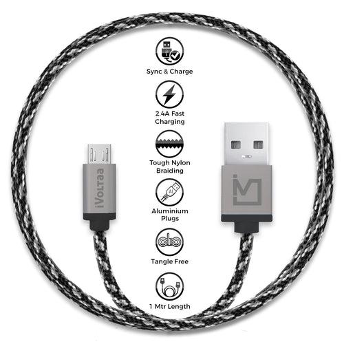 iVoltaa Pixie Micro USB Cable - (4 Feet - 1.2 M) - Yoda Green