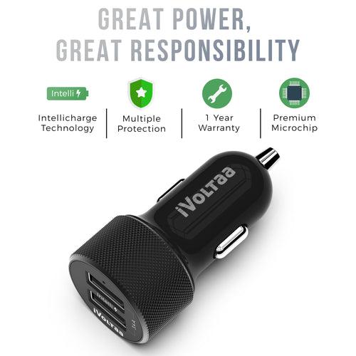 iVoltaa Intelli Charge Dual USB 3.4A Smart Car Charger for All Smartphones