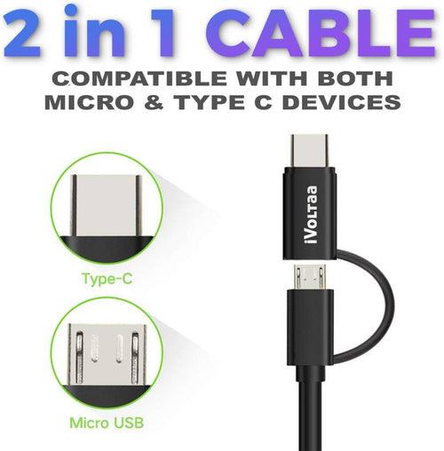 iVoltaa 2in1 Micro & Type-C Cable 1M  (Black)