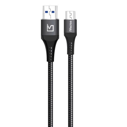 iVoltaa Braided & Metal 4A Sync & Fast Charge Micro USB Cable (1 M / 3.3 Ft. Long - Black)