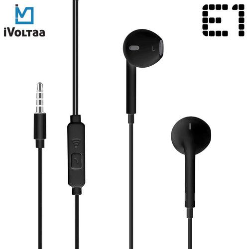 iVoltaa E1 Earnetic Wired Earphone with Mic and in-Line Remote (Black)