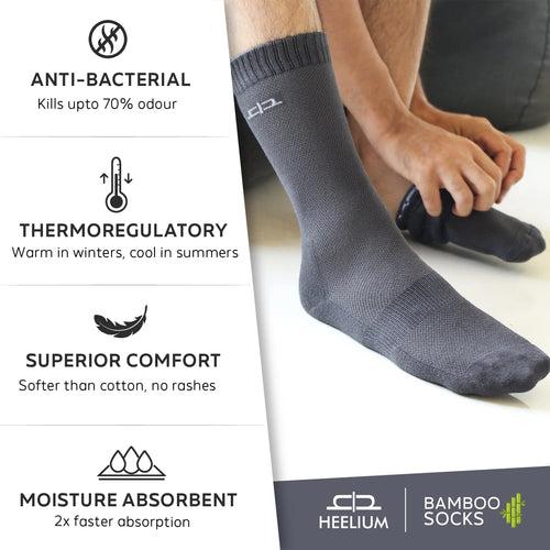 Bamboo Men Crew Socks (Solids) - 4 Pairs