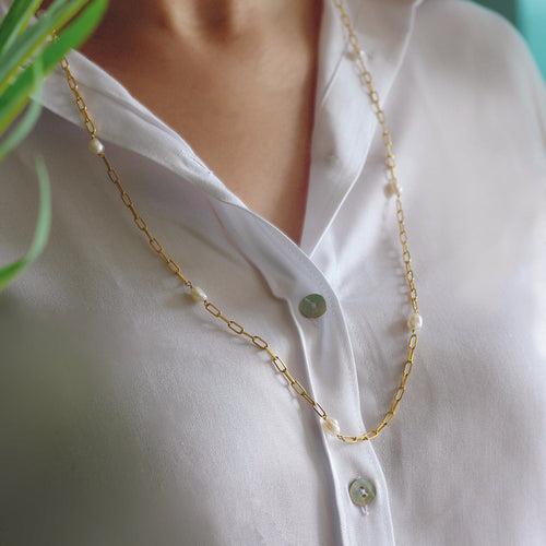 ZigZag Pearl LinkChain Multi Necklace