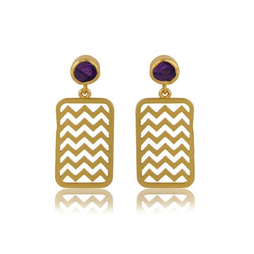 Amethyst Earring - Chevron Chic