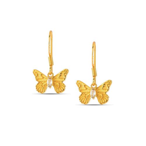 Golden Butterfly Hook Earring in 92.5 Silver