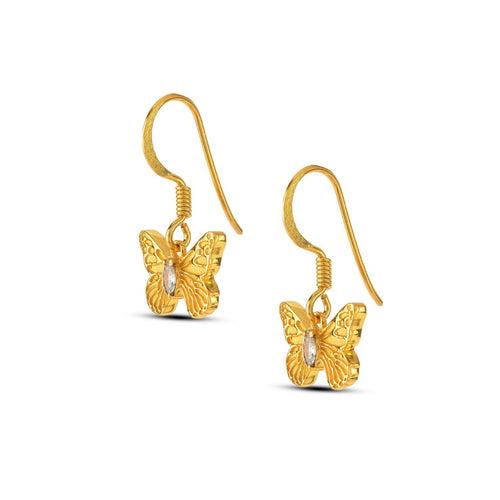 Golden Butterfly Hook Earring in 92.5 Silver