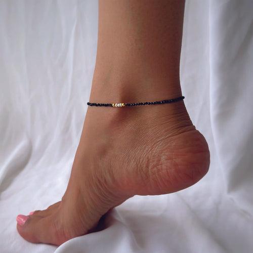 Freshwater Pearl & Black Onyx Anklet