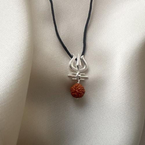 Pendant- Mahadev's Trishul Gaze with Rudraksha 92.5 Silver