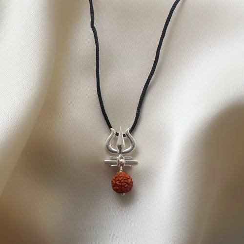 Pendant- Mahadev's Trishul Gaze with Rudraksha 92.5 Silver