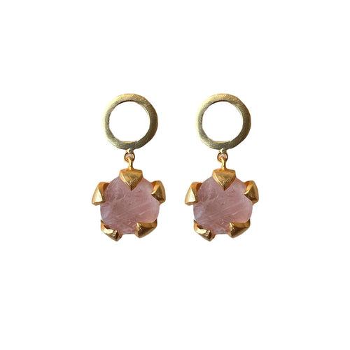 Round Petal Love with Rose Quartz Earring