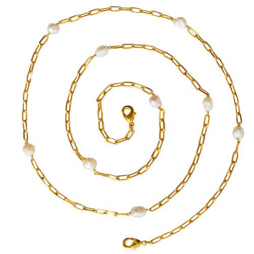 ZigZag Pearl LinkChain Multi Necklace