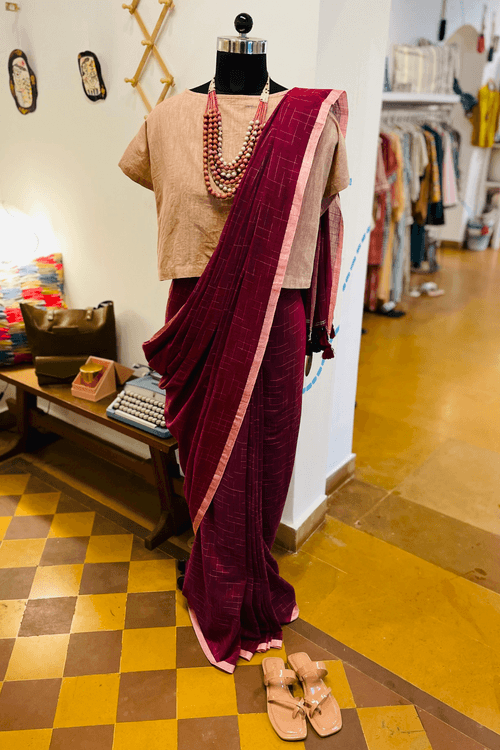 Burgundy Handloom with Tassels