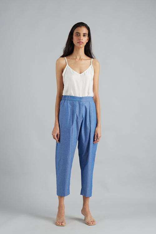 Chambray Pleat Front Pant