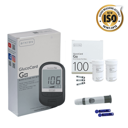 Glucocard G+ Device with 100 bottlepack Strips + 25 Lancets