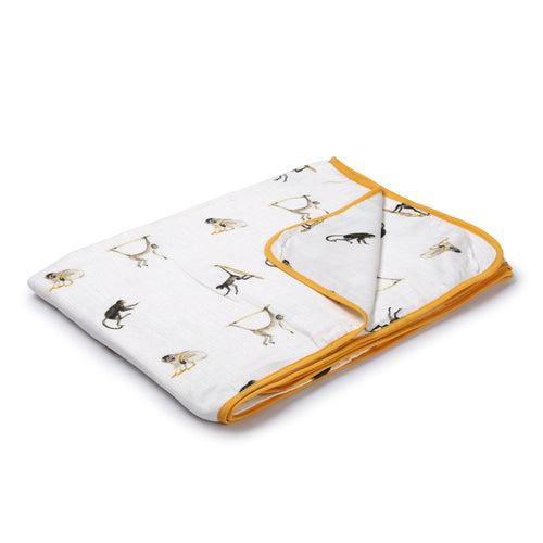 Monkey Play- 4 Layer Muslin Blanket