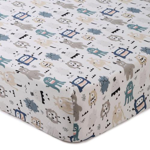 Monster Life- Fitted Cot Sheets in Organic Cotton