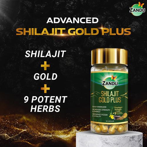 Zandu Shilajit Gold Plus for 2X Strength, Stamina, Vigour, Vitality & Power (20 Caps)