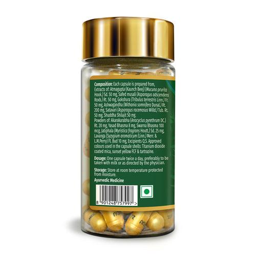 Ashwagandha Gold Plus (Real Gold) Capsules for Instant Stress Relief, Immunity & Stamina (60 Caps)