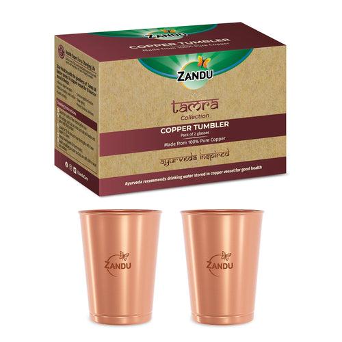 Zandu Copper Tumbler ( Pack of 2 Glasses)