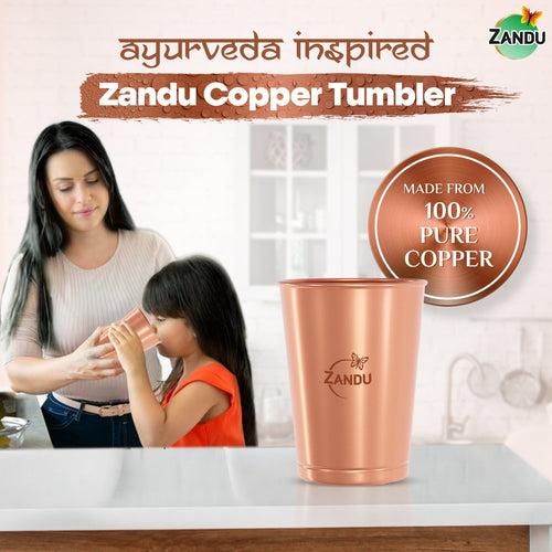 Zandu Copper Tumbler ( Pack of 2 Glasses)