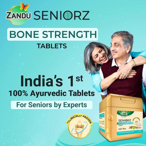 Seniorz BoneStrength Tablets | Clinically Proven Natural Calcium Tablets for Bone Strength (60 Tabs)